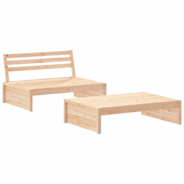 vidaXL Loungegrupp med dynor 2 delar massivt trä