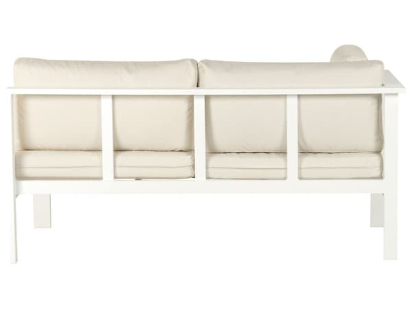 5-seters Hagesofasett Hvit Metallramme Beige Puter Sofabord med spalter Moderne Skandinavisk