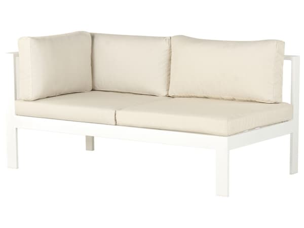 5-seters Hagesofasett Hvit Metallramme Beige Puter Sofabord med spalter Moderne Skandinavisk