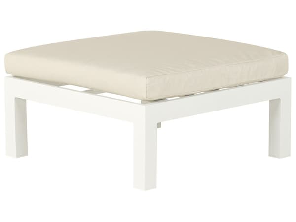 5-seters Hagesofasett Hvit Metallramme Beige Puter Sofabord med spalter Moderne Skandinavisk