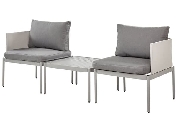 Konvertibel sofagruppe Lysegrå Aluminium 2-seter Puter Salongbord Moderne Utendørs Hagemøbler