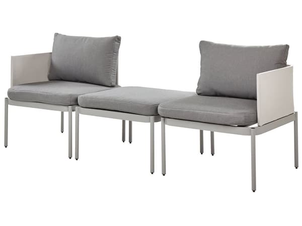 Konvertibel sofagruppe Lysegrå Aluminium 2-seter Puter Salongbord Moderne Utendørs Hagemøbler
