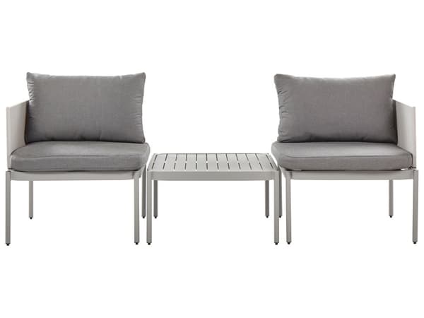 Konvertibel sofagruppe Lysegrå Aluminium 2-seter Puter Salongbord Moderne Utendørs Hagemøbler