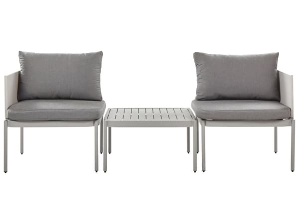 Konvertibel sofagruppe Lysegrå Aluminium 2-seter Puter Salongbord Moderne Utendørs Hagemøbler