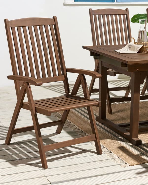 Trädgårdsstol Mörkt Akaciaträ Justerbar Hopfällbar Modern Design Utomhus Trädgård
