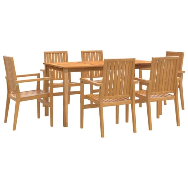 vidaXL Utendørs spisestue 7 deler heltre teak