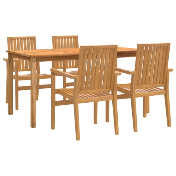 vidaXL Hagespisegruppe 5 deler heltre teak