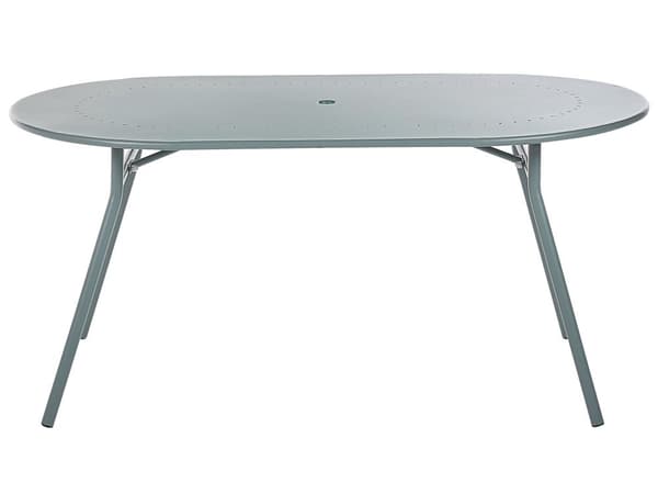 Utendørs spisegruppe Lyseblå Metall 4 personer 160 x 90 cm Parasoll Moderne stil Uteplass Hage