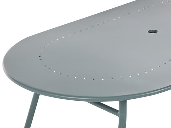 Utendørs spisegruppe Lyseblå Metall 4 personer 160 x 90 cm Parasoll Moderne stil Uteplass Hage