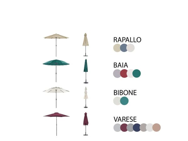 Utegrupp med Parasoll Brun Aluminium Bord Utomhus 4 Stolar Sittdynor Retro Stil
