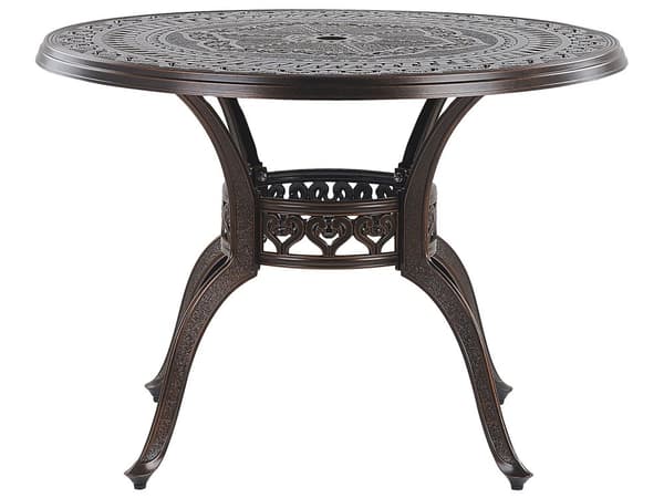 Utegrupp med Parasoll Brun Aluminium Bord Utomhus 4 Stolar Sittdynor Retro Stil