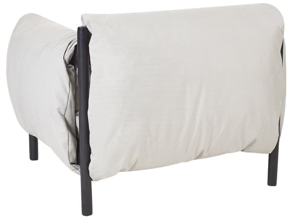 Hagesete Aluminium 2-seters Sofa med lenestoler Svart Aluminiumsramme Lysegrå puter