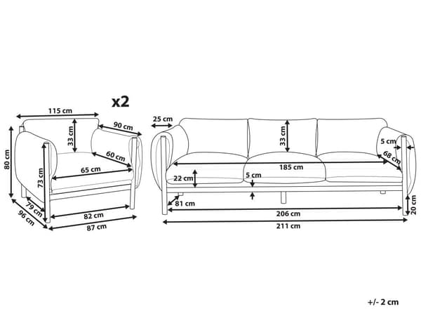 Hagesete Aluminium 3-seters Sofa med lenestoler Svart Aluminiumsramme Lysegrå puter