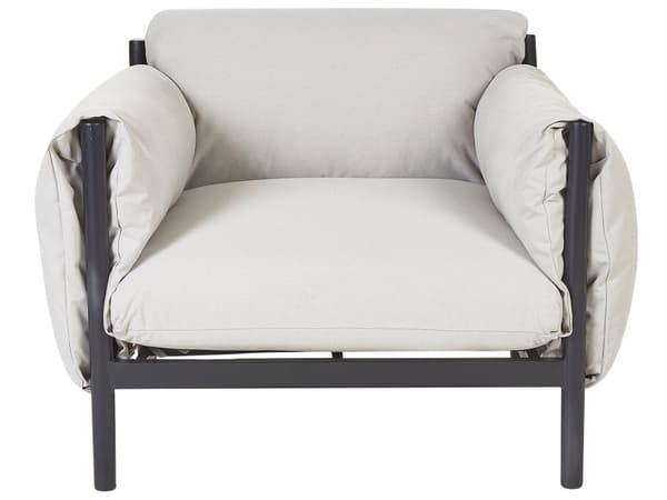 Hagesete Aluminium 3-seters Sofa med lenestoler Svart Aluminiumsramme Lysegrå puter