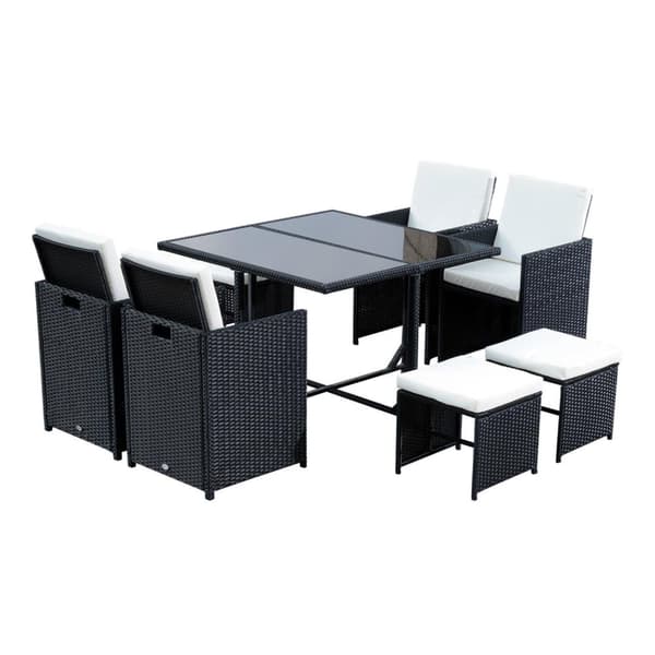 Rootz polyrattan spisestuesæt - sort - polyrattan, polyester, metal - 42,91 cm x 42,91 cm x 28,34 cm
