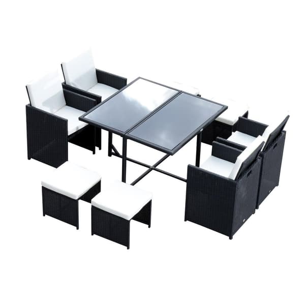 Rootz polyrattan spisestuesæt - sort - polyrattan, polyester, metal - 42,91 cm x 42,91 cm x 28,34 cm