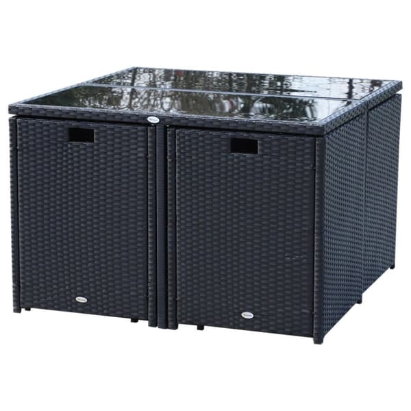 Rootz polyrattan spisestuesæt - sort - polyrattan, polyester, metal - 42,91 cm x 42,91 cm x 28,34 cm