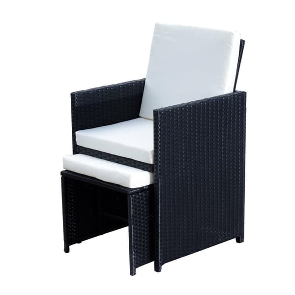 Rootz polyrattan spisestuesæt - sort - polyrattan, polyester, metal - 42,91 cm x 42,91 cm x 28,34 cm