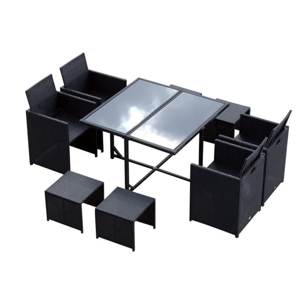 Rootz polyrattan spisestuesæt - sort - polyrattan, polyester, metal - 42,91 cm x 42,91 cm x 28,34 cm