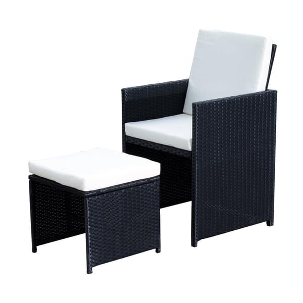 Rootz polyrattan spisestuesæt - sort - polyrattan, polyester, metal - 42,91 cm x 42,91 cm x 28,34 cm