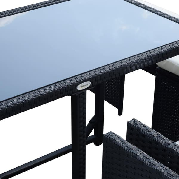 Rootz polyrattan spisestuesæt - sort - polyrattan, polyester, metal - 42,91 cm x 42,91 cm x 28,34 cm