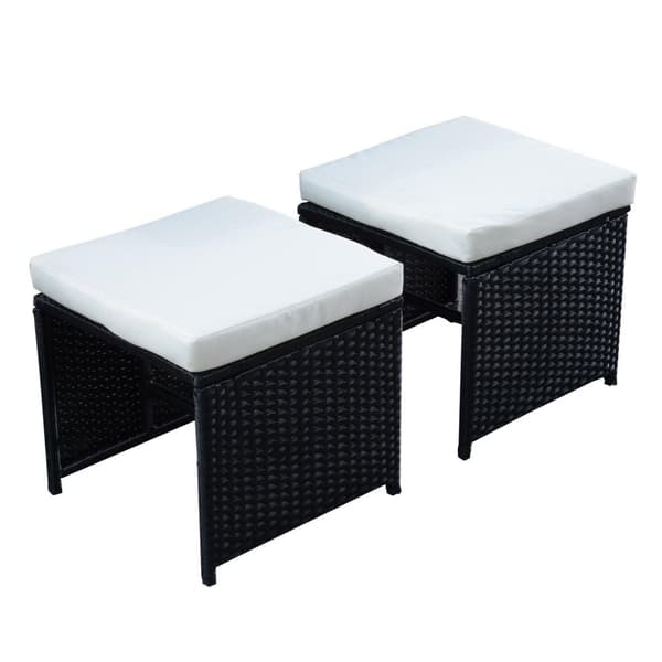 Rootz polyrattan spisestuesæt - sort - polyrattan, polyester, metal - 42,91 cm x 42,91 cm x 28,34 cm