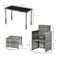 Miniatyrbillede 3 af 7: Rootz Poly Rattan siddegruppe - Spisesæt - Havesæt - 5 stykker med hynder - Grå - 120L x 60W x 72H cm