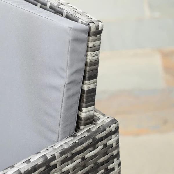 Rootz Poly Rattan siddegruppe - Spisesæt - Havesæt - 5 stykker med hynder - Grå - 120L x 60W x 72H cm