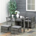 Miniatyrbillede 6 af 7: Rootz Poly Rattan siddegruppe - Spisesæt - Havesæt - 5 stykker med hynder - Grå - 120L x 60W x 72H cm