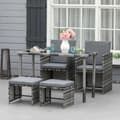 Miniatyrbillede 2 af 7: Rootz Poly Rattan siddegruppe - Spisesæt - Havesæt - 5 stykker med hynder - Grå - 120L x 60W x 72H cm