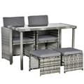 Miniatyrbillede 1 af 7: Rootz Poly Rattan siddegruppe - Spisesæt - Havesæt - 5 stykker med hynder - Grå - 120L x 60W x 72H cm