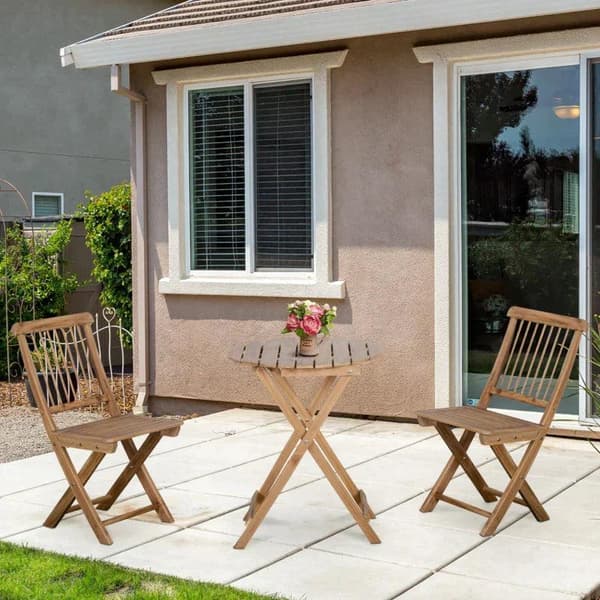 Rootz Sittset - 3-delat Furuträdgårdsset - Bistrobordsset - 3-delat Sittset - 1 bord - 2 stolar - Furu - Naturlig