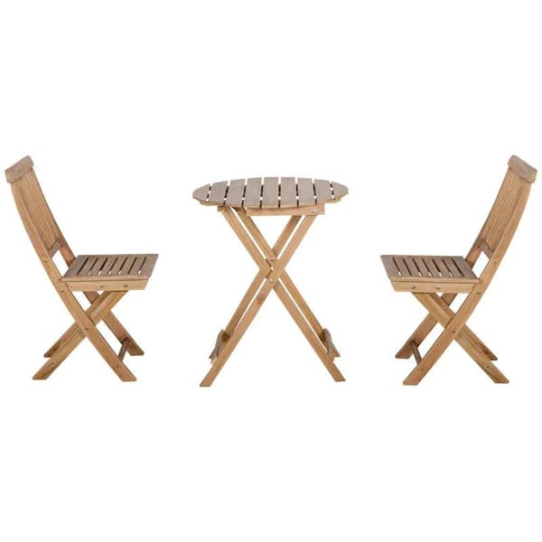 Rootz Sittset - 3-delat Furuträdgårdsset - Bistrobordsset - 3-delat Sittset - 1 bord - 2 stolar - Furu - Naturlig