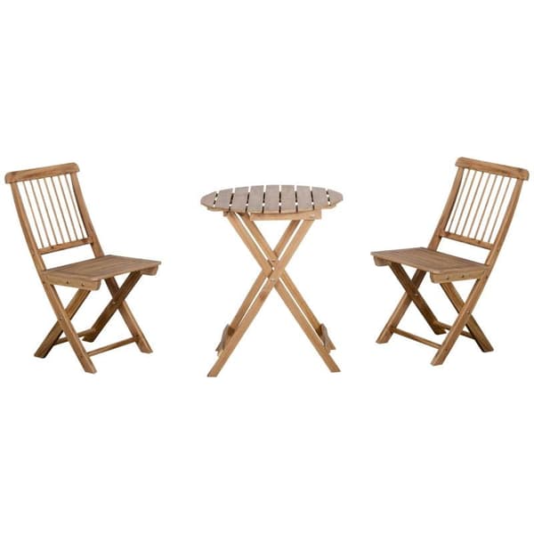Rootz Sittset - 3-delat Furuträdgårdsset - Bistrobordsset - 3-delat Sittset - 1 bord - 2 stolar - Furu - Naturlig