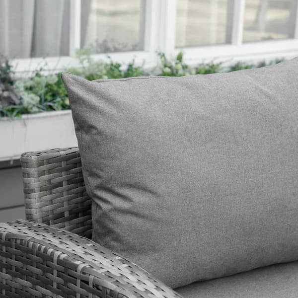 Rootz Luxury Poly Rattan Havemøbelsæt - Havemøbler - Havesæt - Loungesæt - Loungemøbler med sidebord - Sædehynde - Grå - 136W x 65D x 71H cm