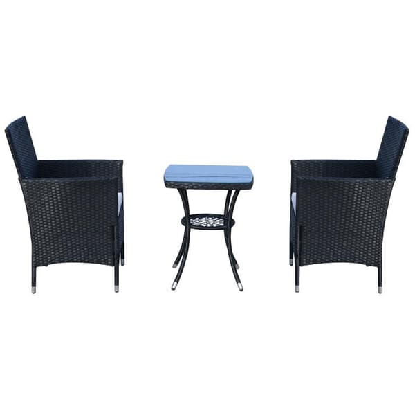 Rootz Mukwonaga Havesæt - To stole - Sidebord - Siddegruppe - Sædehynde - Polyrattan - Sort - Hvid