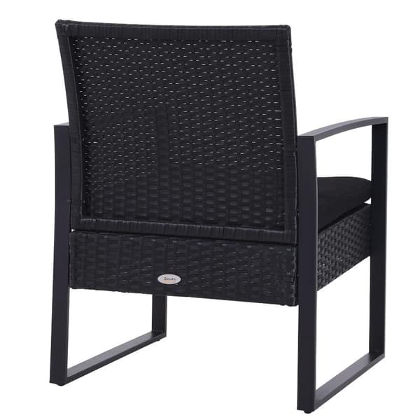 Rootz Havesæt - Siddegruppe - 2 Stole - 1 Bord - 3-delt - Hynder - Polyrattan - Sort