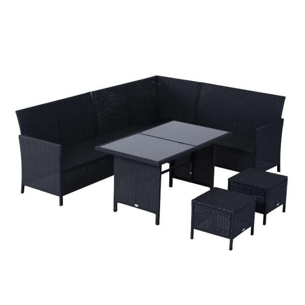 Rootz Sofasæt - Dobbelt sofa - Hjørnesofa - Havemøbelsæt - 18 dele - Skamler - Sort/Hvid - 110,5 cm X 62 cm X 82 cm