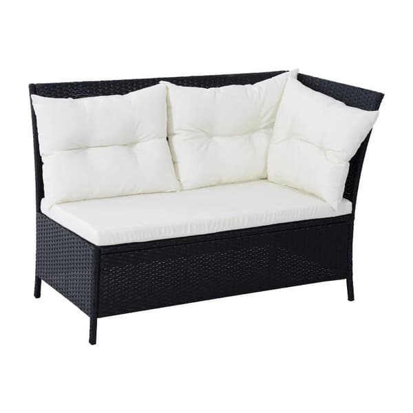 Rootz Sofasæt - Dobbelt sofa - Hjørnesofa - Havemøbelsæt - 18 dele - Skamler - Sort/Hvid - 110,5 cm X 62 cm X 82 cm