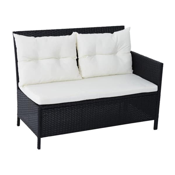 Rootz Sofasæt - Dobbelt sofa - Hjørnesofa - Havemøbelsæt - 18 dele - Skamler - Sort/Hvid - 110,5 cm X 62 cm X 82 cm