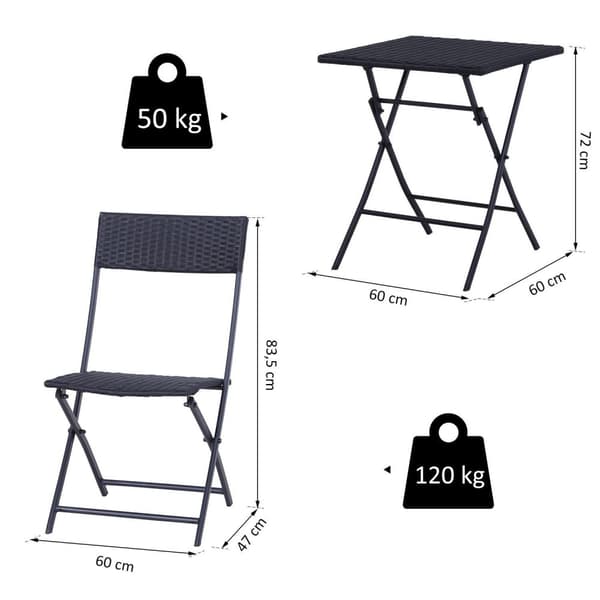 Rootz Havemøbelsæt - Sort - Metal, Pe, Polyrattan - 23,62 cm x 23,62 cm x 28,34 cm