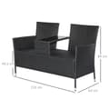 Pikkukuva 3 / 7: Rootz Poly Rattan Lounge Garden Penkki - musta, beige - polyrottinki, teräs, lasi - 52,36 cm x 24,8 cm x 33,07 cm