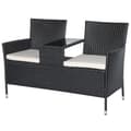 Pikkukuva 1 / 7: Rootz Poly Rattan Lounge Garden Penkki - musta, beige - polyrottinki, teräs, lasi - 52,36 cm x 24,8 cm x 33,07 cm