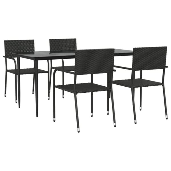 vidaXL Hagespisegruppe 5 deler svart polyrotting