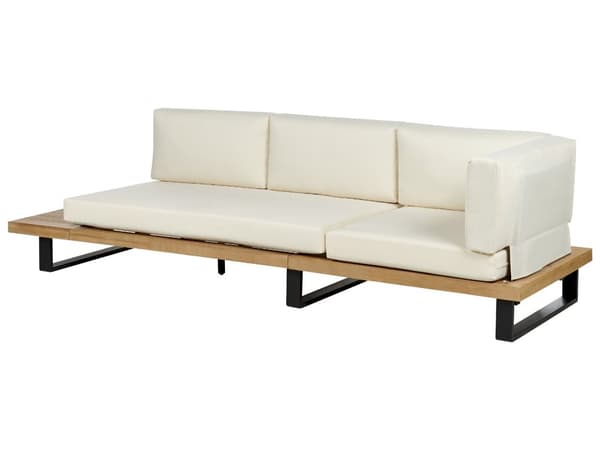 Hörnsoffa Trädgård Loungegrupp Off-White Trä 5-sits med Soffbord