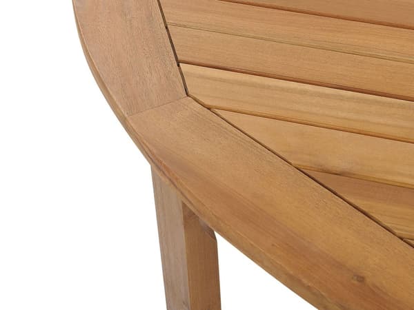 Utemöbelgrupp Ljust Akaciaträ Bord och 6 Hopfällbara Stolar och Parasoll Uteplats Trädgård Naturlig Design Väderbeständigt