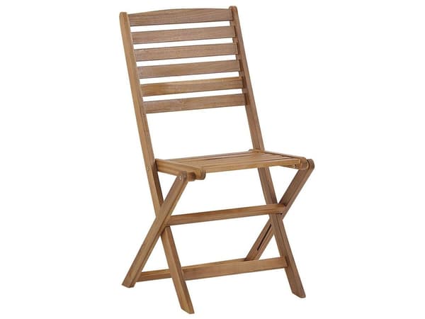 Utemöbelgrupp Ljust Akaciaträ Bord och 6 Hopfällbara Stolar och Parasoll Uteplats Trädgård Naturlig Design Väderbeständigt