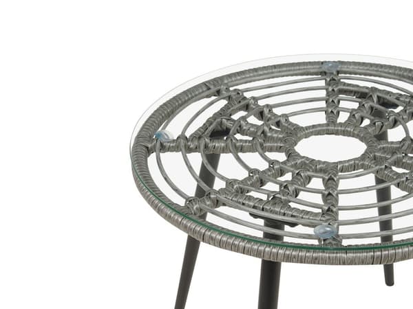 Balkong Bistroset Grå konstrotting Soffbord och 2 stolar med dynor Sittplatser utomhus Trädgård