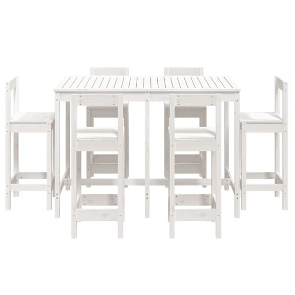 vidaXL Hagebarsett 7 deler hvit heltre furu