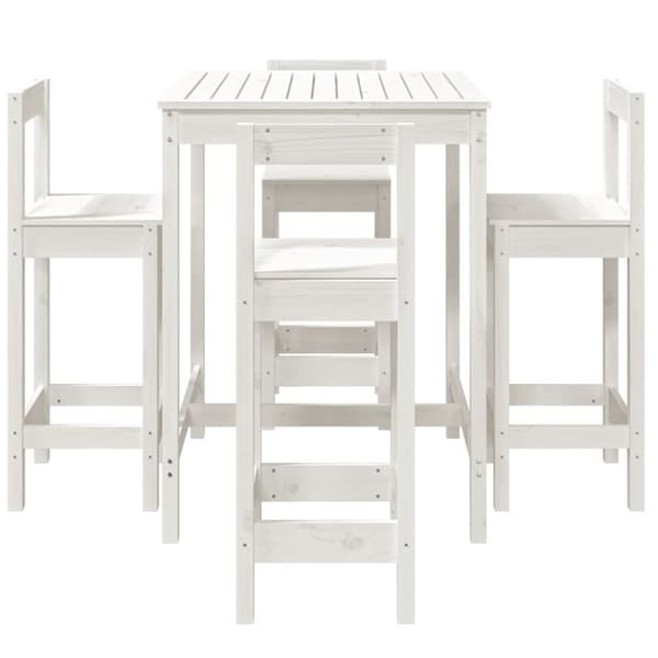 vidaXL Hagebarsett 5 deler hvit heltre furu